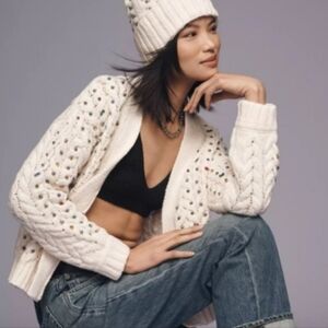 NWT Embellished Sweater Cardigan, One Size Fits Most